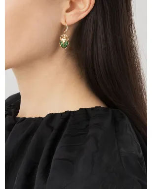 Aurelie Bidermann 18kt イエローゴールド スカラベモチーフ ツァボライトとダイヤモンドのイヤリング - サムネイル2