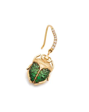 Aurelie Bidermann 18kt イエローゴールド スカラベモチーフ ツァボライトとダイヤモンドのイヤリング - サムネイル3