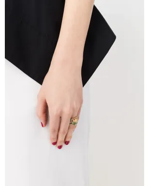 Aurelie Bidermann 18kt イエローゴールド スカラブ ツァヴォライトとダイヤモンド リング - サムネイル2