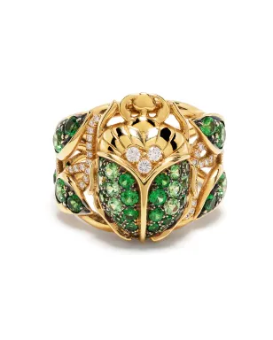 Aurelie Bidermann 18kt イエローゴールド スカラブ ツァヴォライトとダイヤモンド リング - サムネイル3