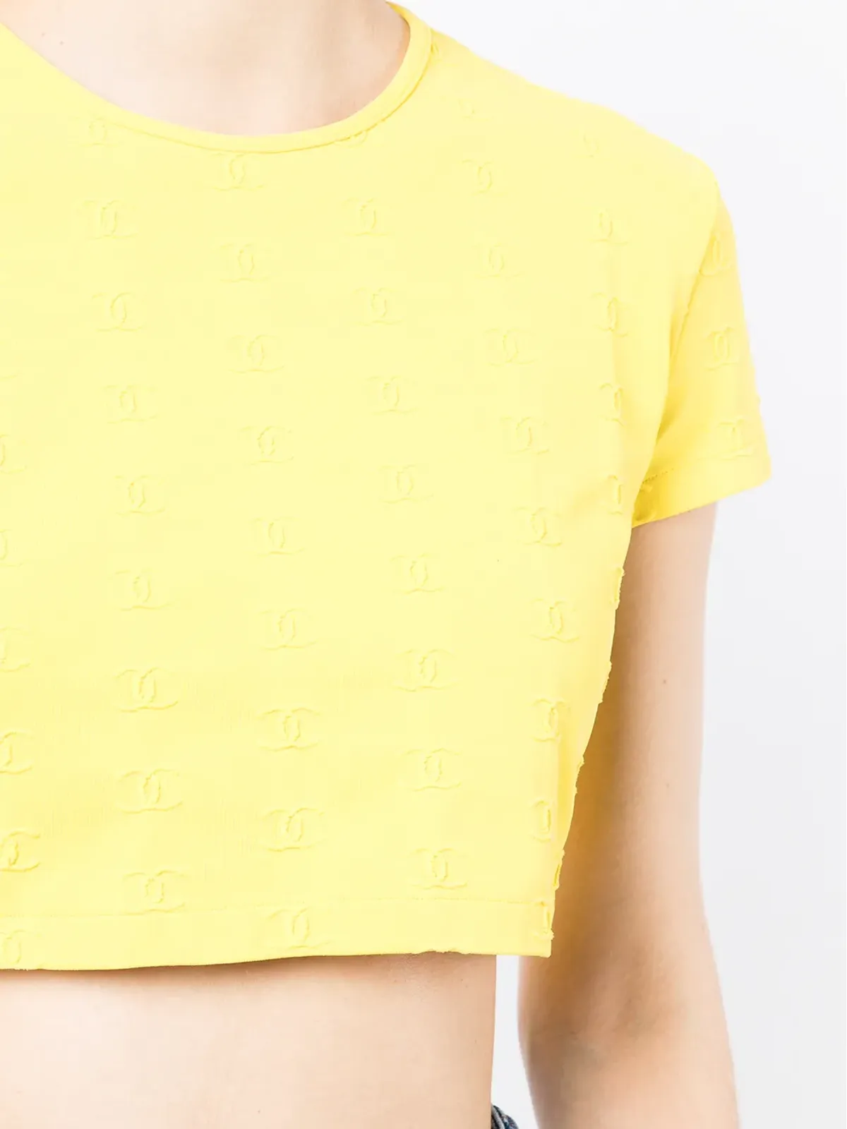 CHANEL 1997 CCロゴ刺繍 クロップドTシャツ - イエロー - 画像5
