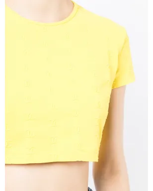 CHANEL 1997 CCロゴ刺繍 クロップドTシャツ - イエロー - サムネイル5