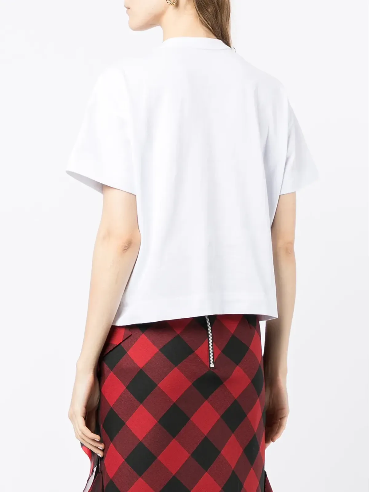 sacai ピアシング クルーネック コットン Tシャツ - 画像4