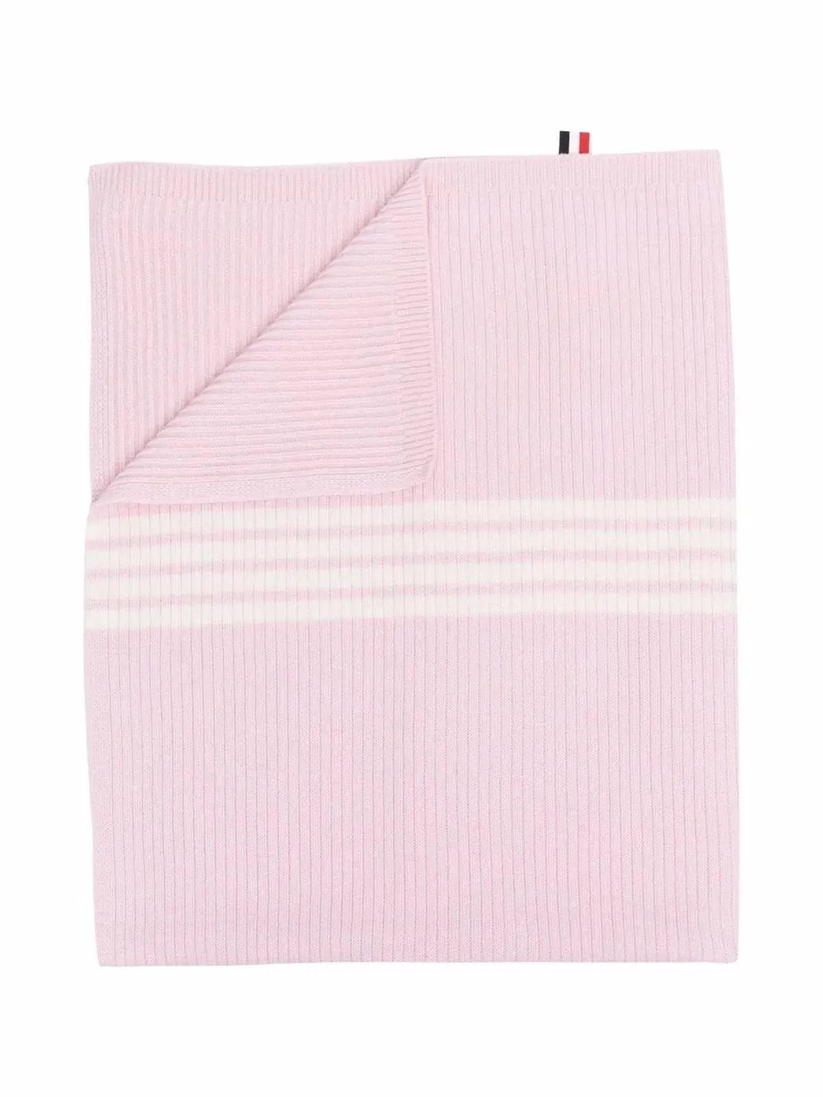 Thom Browne Kids 4-Barリブ編みウールブランケット - ピンク - 画像2