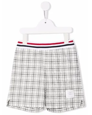 Thom Browne Kids チェック柄ニットショーツ ホワイト - サムネイル1
