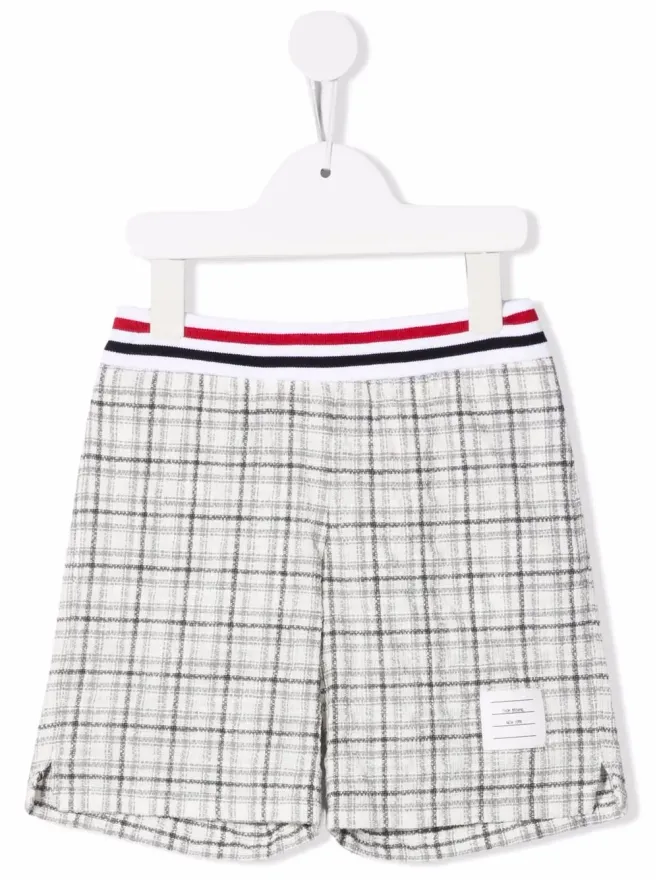 Thom Browne Kids Thom Browne Kids チェック柄ニットショーツ ホワイトの商品画像