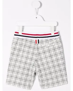 Thom Browne Kids チェック柄ニットショーツ ホワイト - サムネイル2