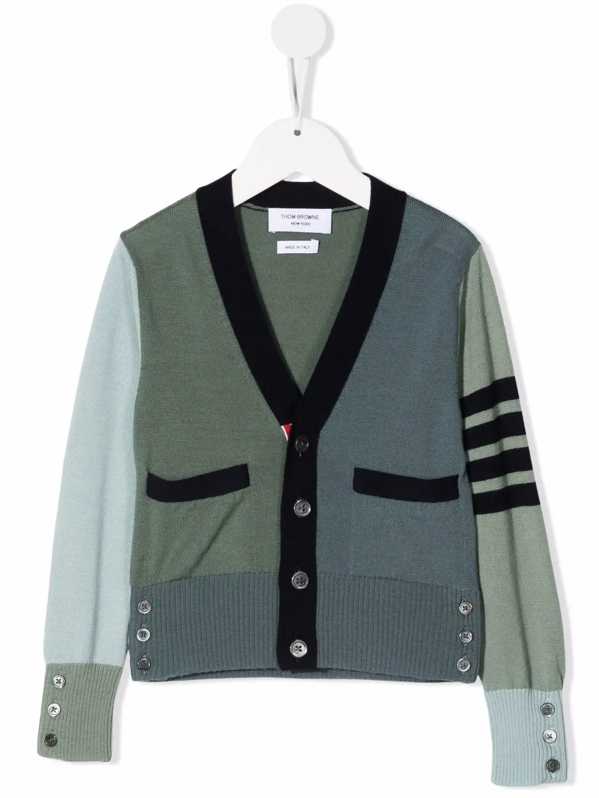 Thom Browne Kids カラーブロック ウール カーディガン - 画像1