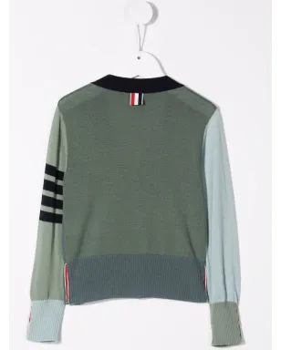 Thom Browne Kids カラーブロック ウール カーディガン - サムネイル2
