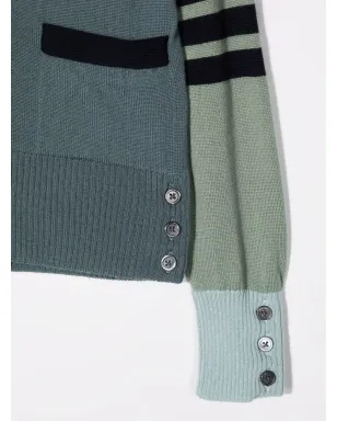 Thom Browne Kids カラーブロック ウール カーディガン - サムネイル3