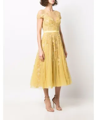 Zuhair Murad 刺繍入りミディドレス イエロー - サムネイル3