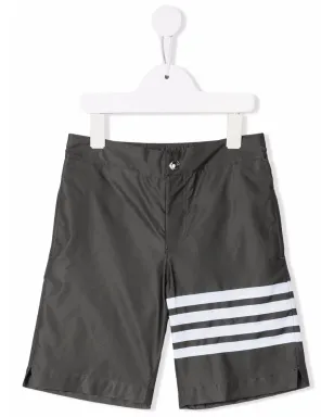 Thom Browne Kids 4 Bar プリント スイムショーツ - グレー - サムネイル1
