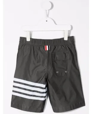 Thom Browne Kids 4 Bar プリント スイムショーツ - グレー - サムネイル2
