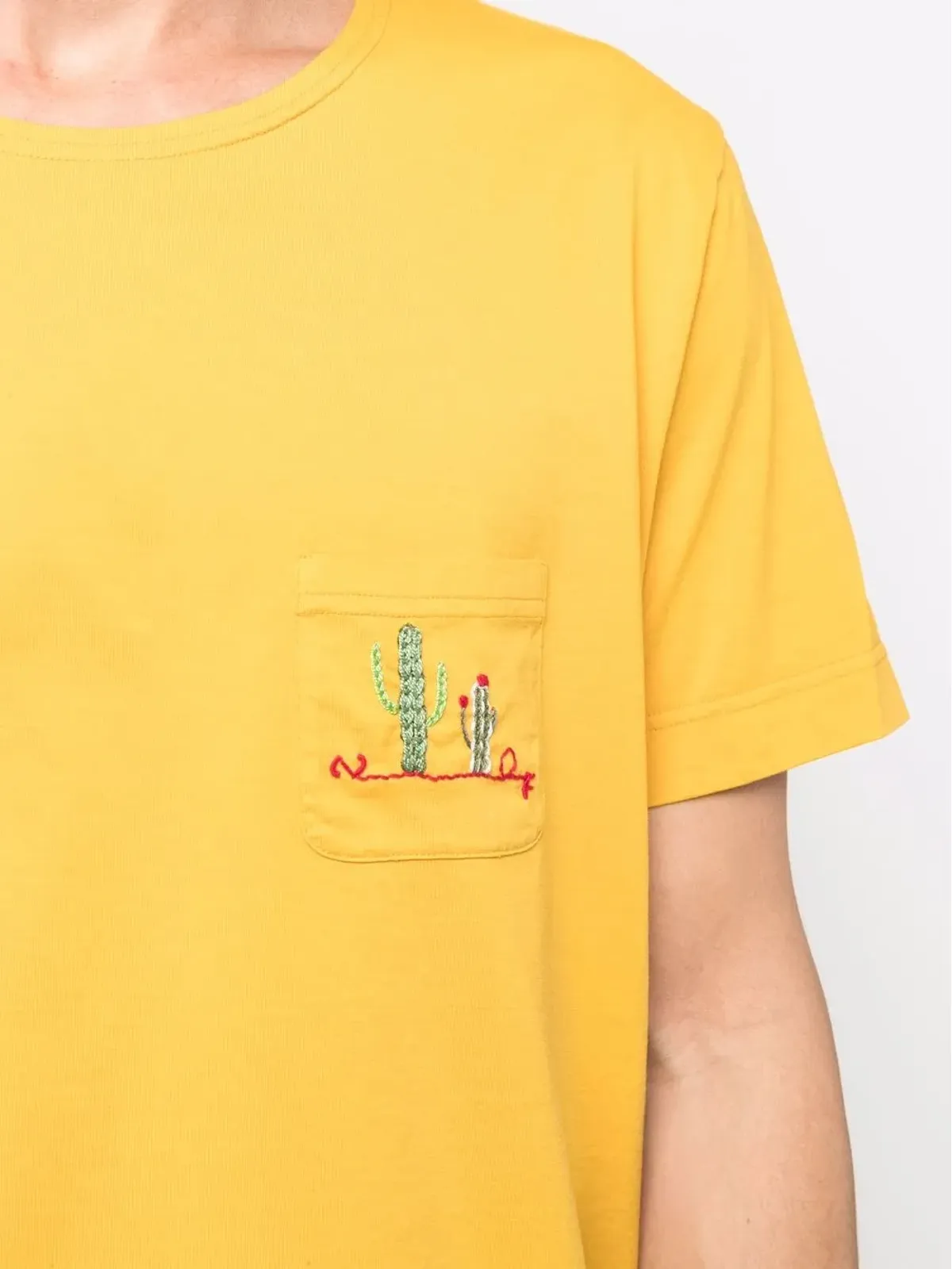 Nick Fouquet 刺繍デザイン Tシャツ - イエロー - 画像5