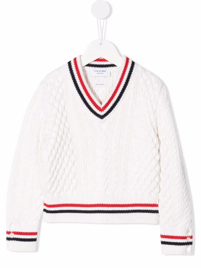Thom Browne Kids Thom Browne Kids RWB クリケット ケーブルセーターの商品画像