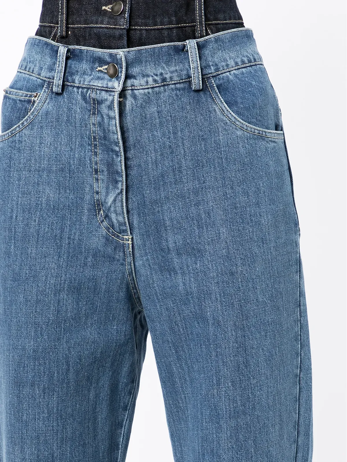 Rokh washed double-layer jeans - Blue - 画像5