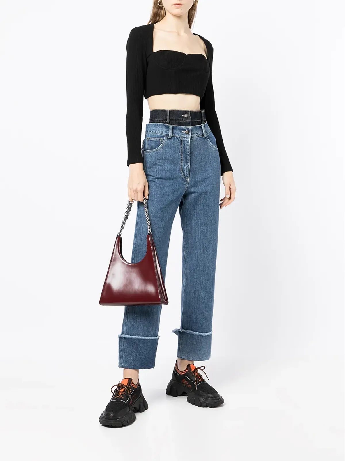 Rokh washed double-layer jeans - Blue - 画像2