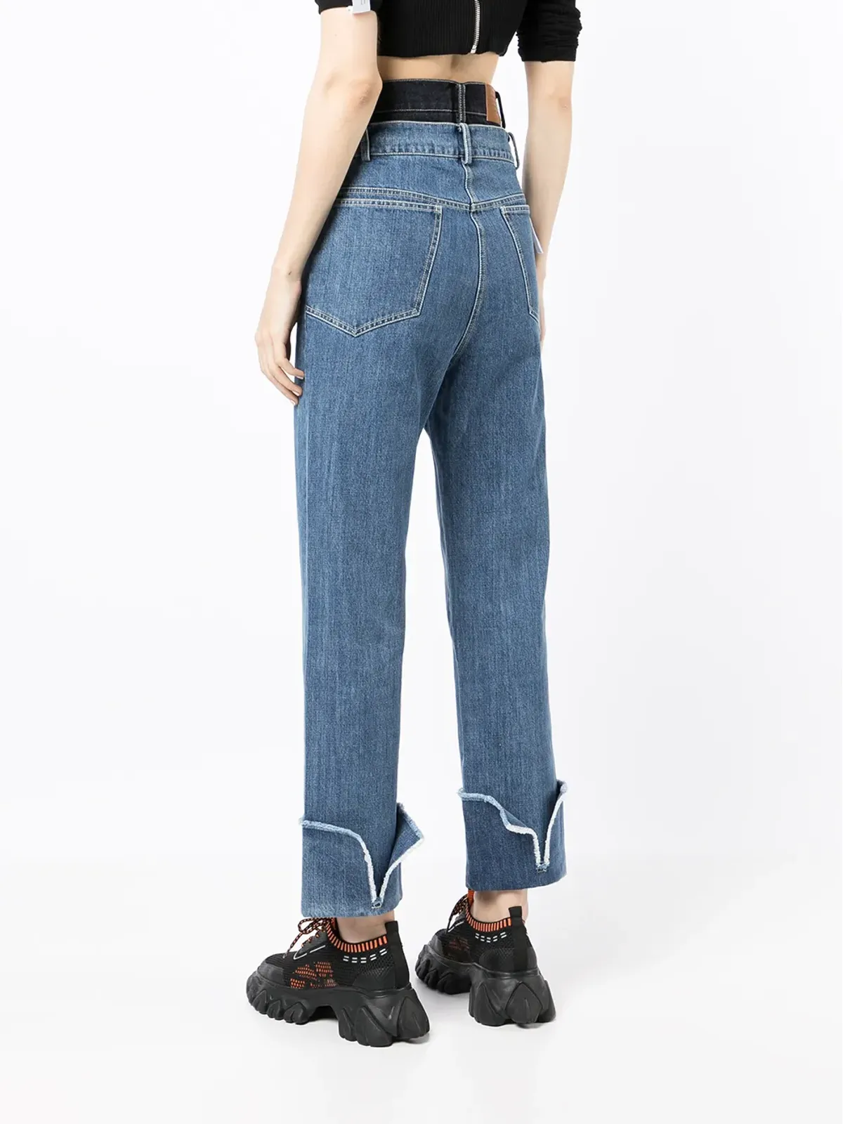Rokh washed double-layer jeans - Blue - 画像4