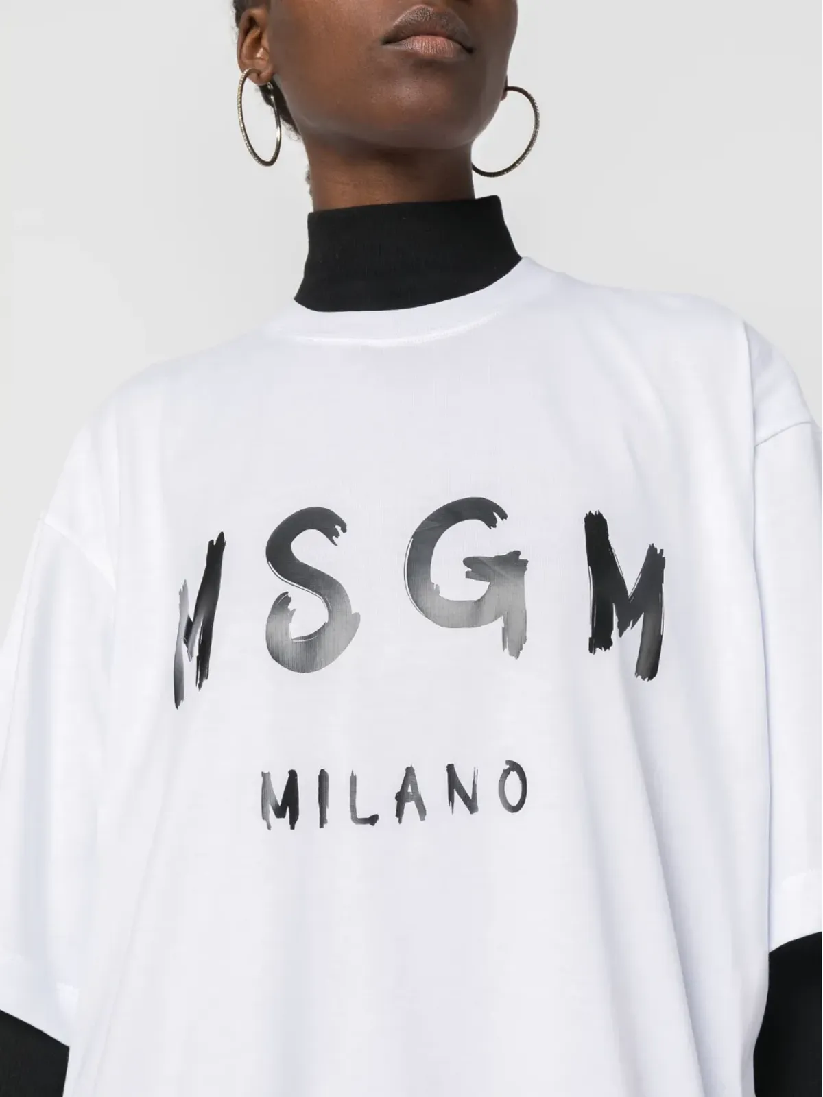 MSGM ロゴプリント コットンTシャツドレス - 画像5