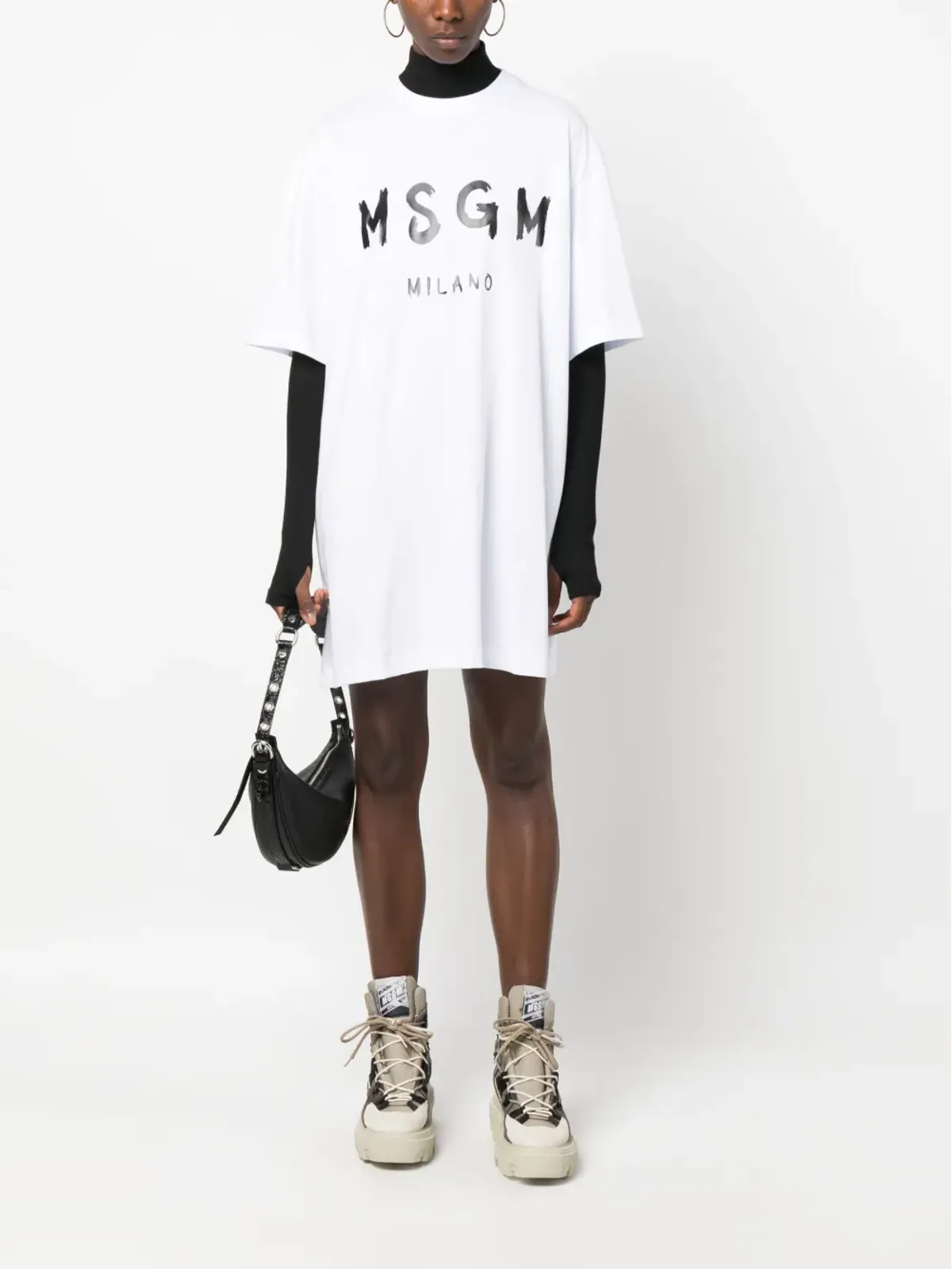 MSGM ロゴプリント コットンTシャツドレス - 画像2