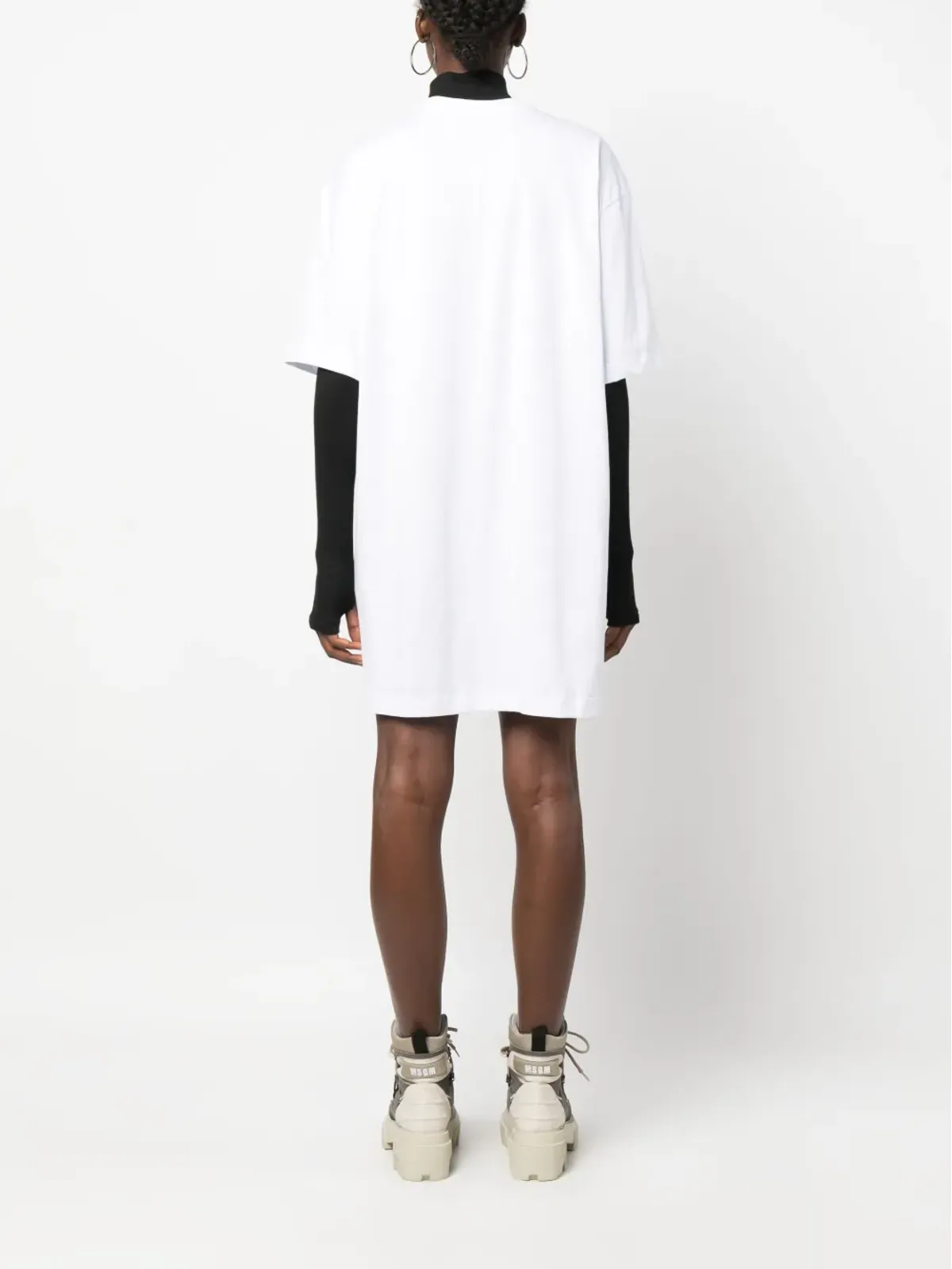 MSGM ロゴプリント コットンTシャツドレス - 画像4