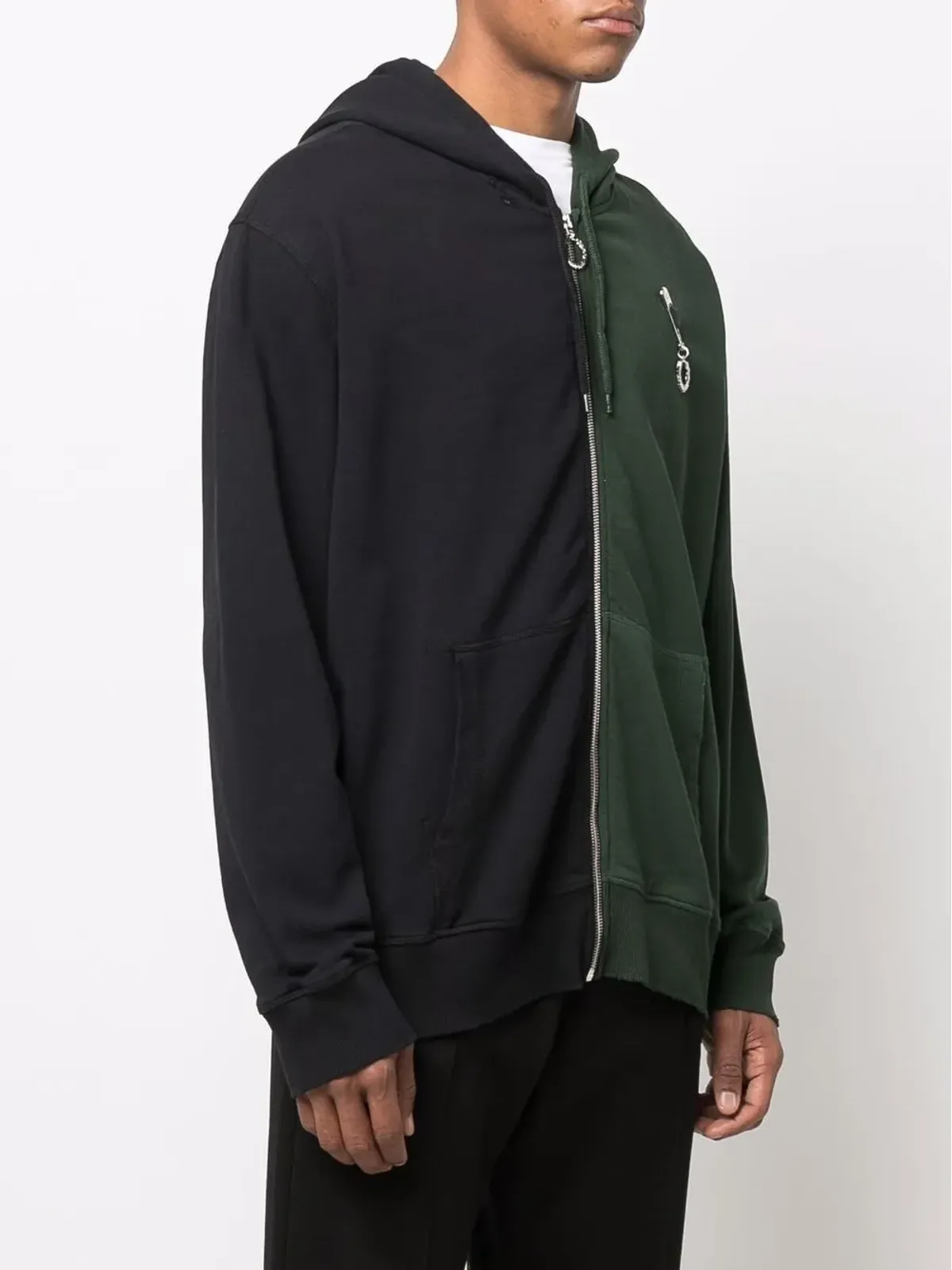 Raf Simons カラーブロック ジップアップ フーディ - グリーン - 画像3