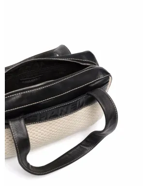CHANEL ビンテージ 2004-2005 編み込み型押しロゴ ショルダーバッグ - ブラック - サムネイル5