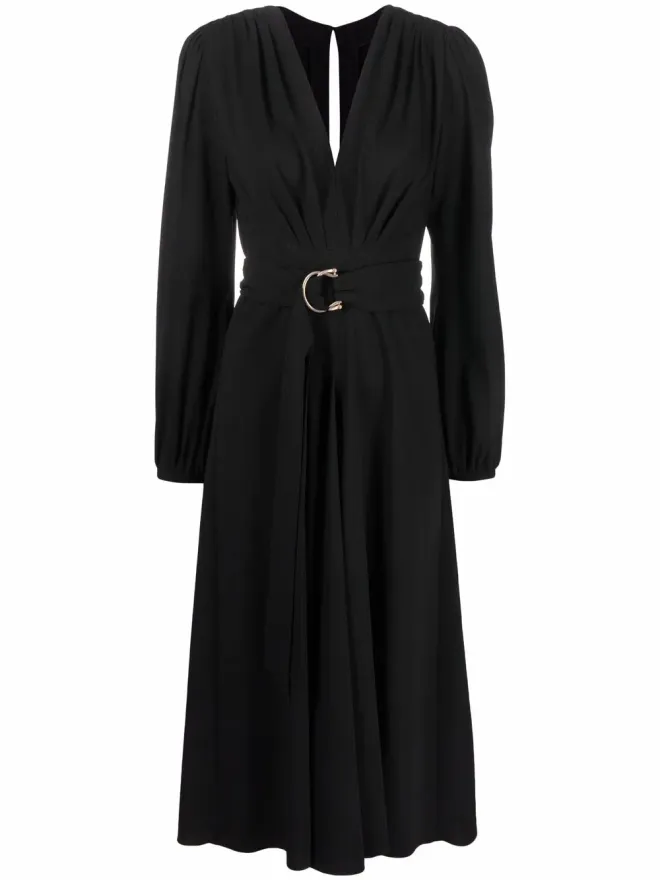 Maria Lucia Hohan Maria Lucia Hohan Vネック長袖ドレス - ブラックの商品画像