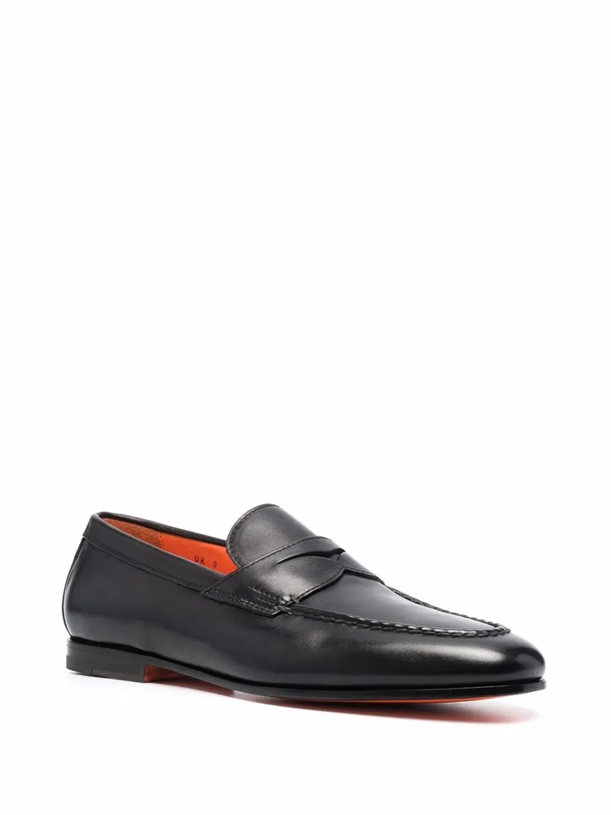 Santoni レザー ペニーローファー ブラック - 画像2