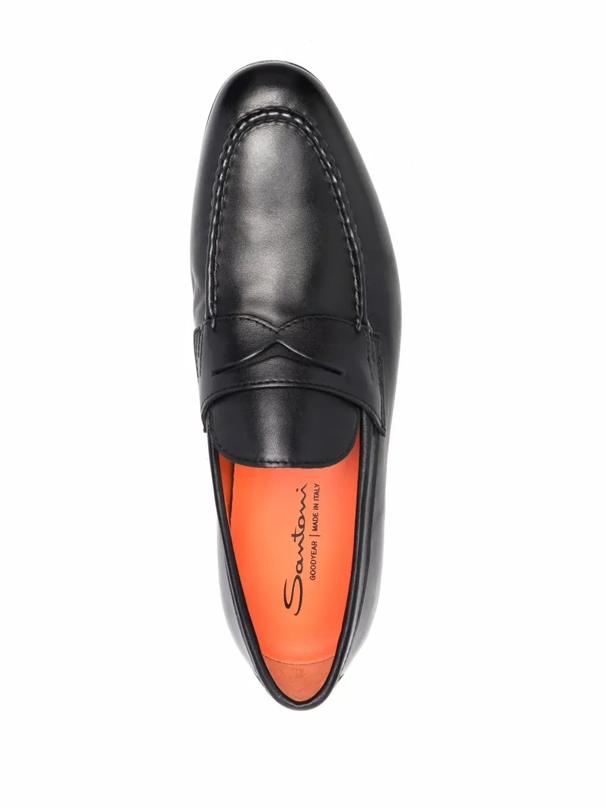 Santoni レザー ペニーローファー ブラック - 画像4