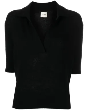 KHAITE ジョー ショートスリーブ カシミヤ ポロトップ - ブラック - サムネイル1