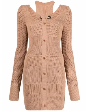 ANDREĀDAMO knitted midi dress - Neutrals - サムネイル1