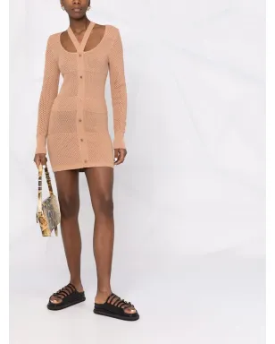ANDREĀDAMO knitted midi dress - Neutrals - サムネイル2