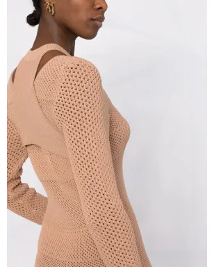 ANDREĀDAMO knitted midi dress - Neutrals - サムネイル3