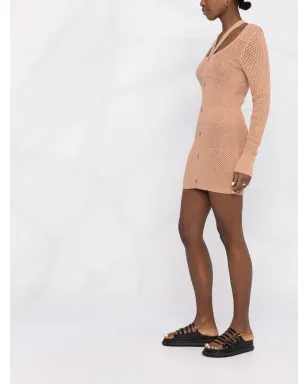 ANDREĀDAMO knitted midi dress - Neutrals - サムネイル4