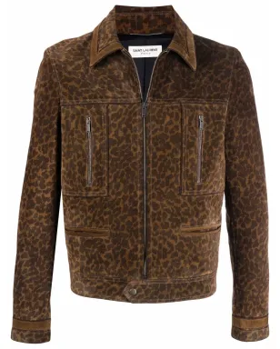Saint Laurent ヒョウ柄スエードジャケット - サムネイル1