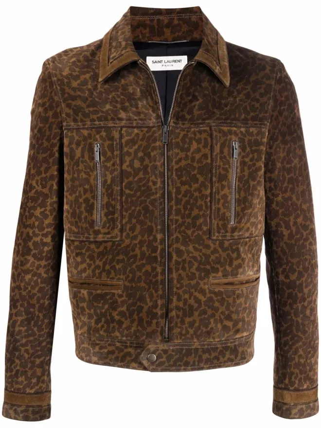 Saint Laurent Saint Laurent ヒョウ柄スエードジャケットの商品画像