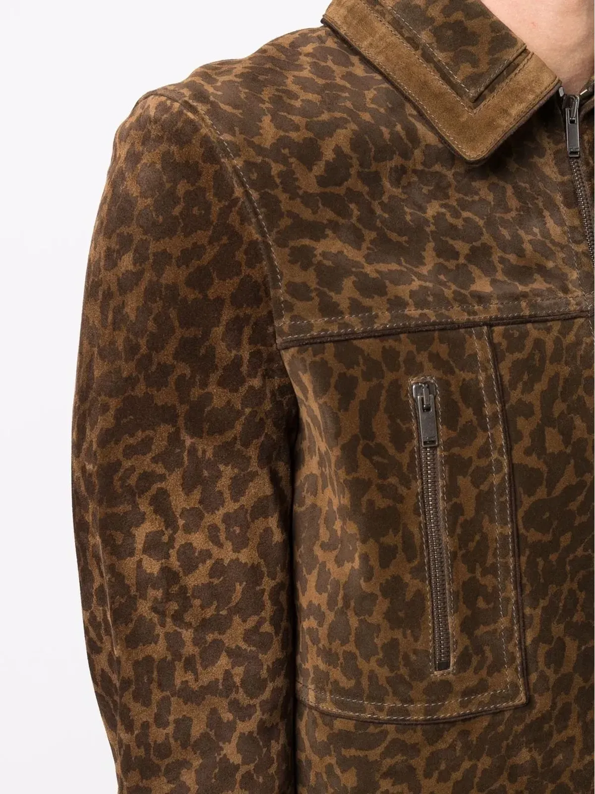 Saint Laurent ヒョウ柄スエードジャケット - 画像5