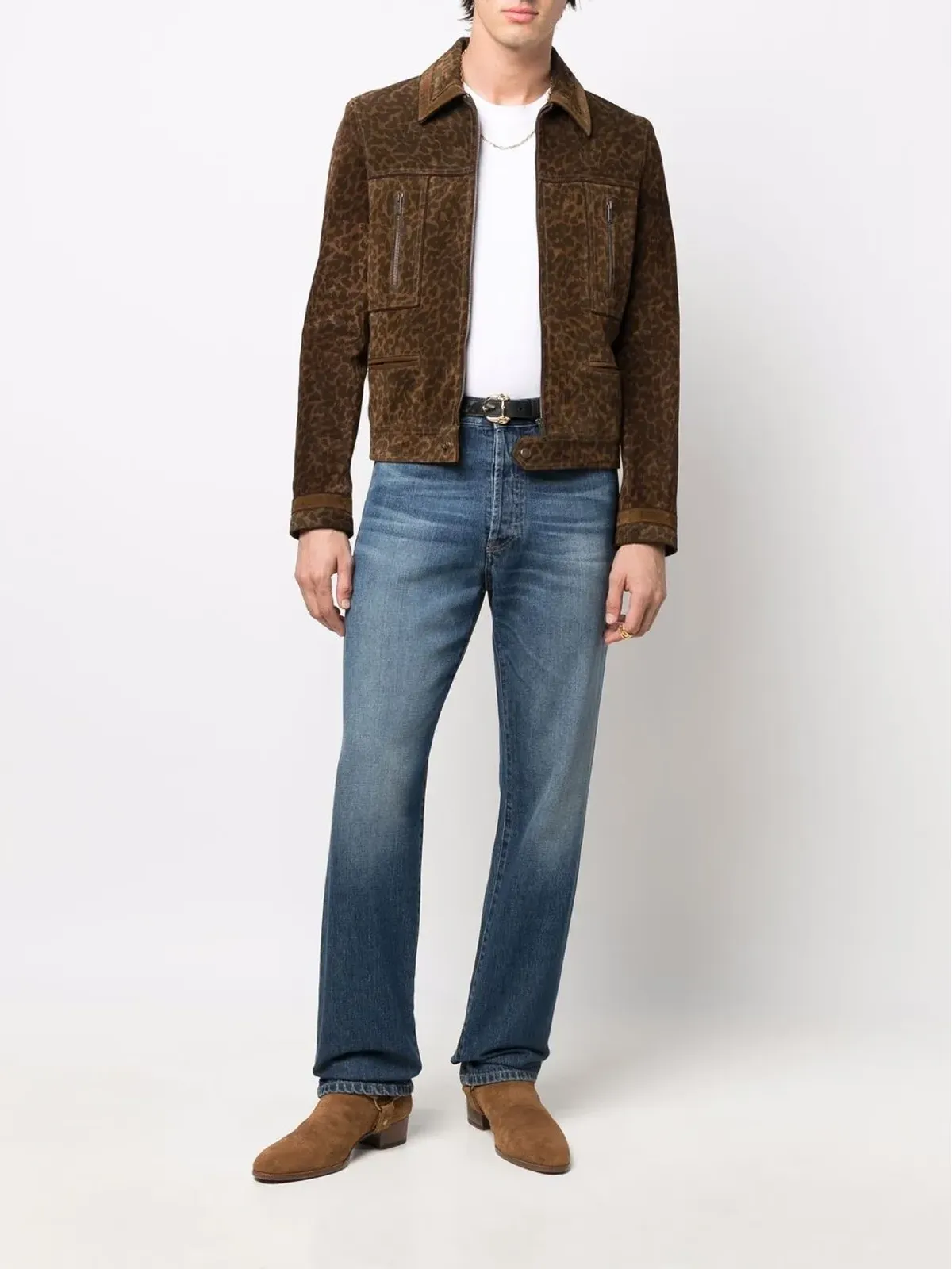 Saint Laurent ヒョウ柄スエードジャケット - 画像2