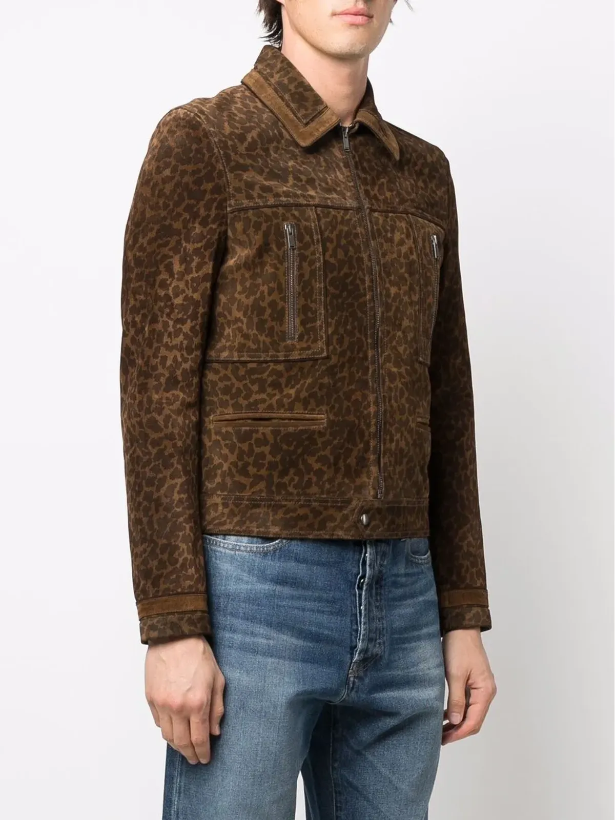 Saint Laurent ヒョウ柄スエードジャケット - 画像3