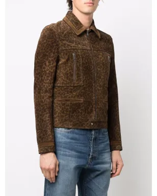 Saint Laurent ヒョウ柄スエードジャケット - サムネイル3
