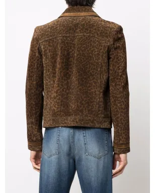 Saint Laurent ヒョウ柄スエードジャケット - サムネイル4