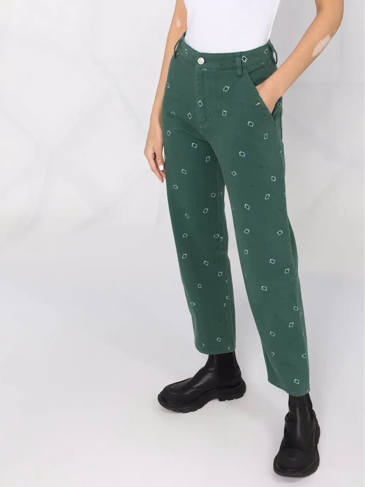 Kenzo ペイズリープリント クロップドパンツ - グリーン - 画像5