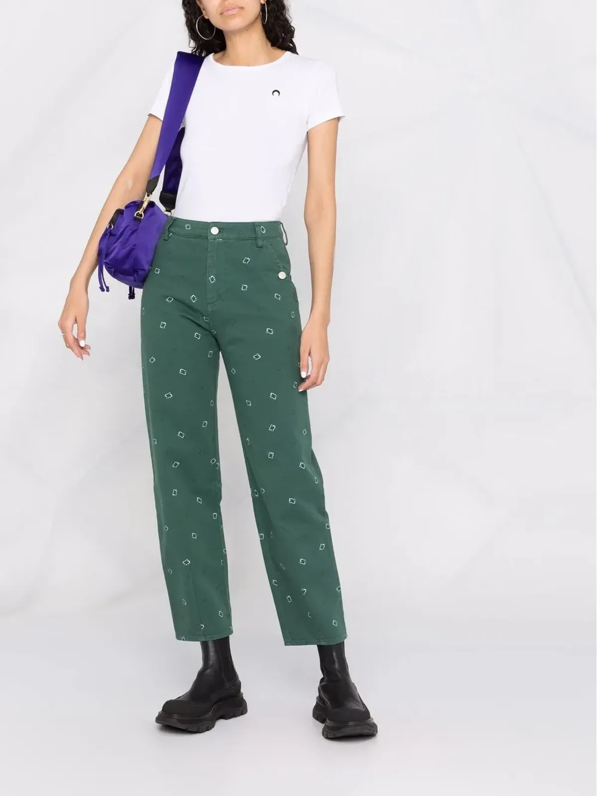 Kenzo ペイズリープリント クロップドパンツ - グリーン - 画像2