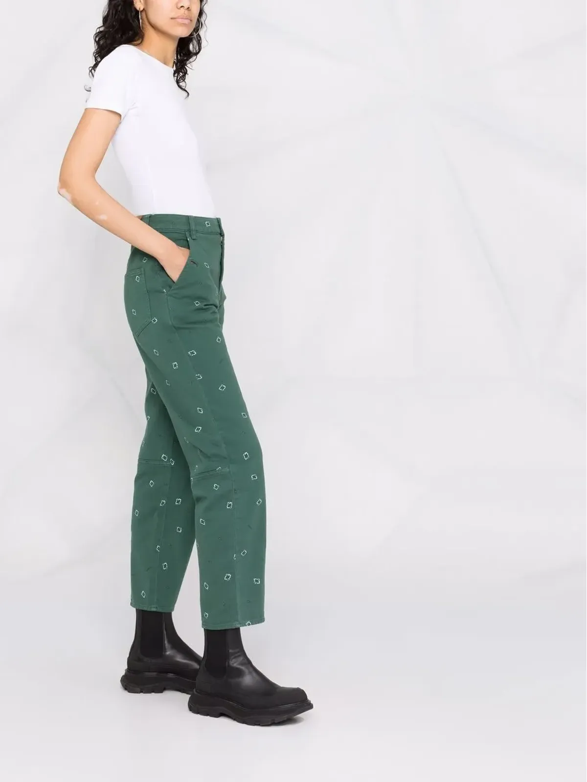 Kenzo ペイズリープリント クロップドパンツ - グリーン - 画像4