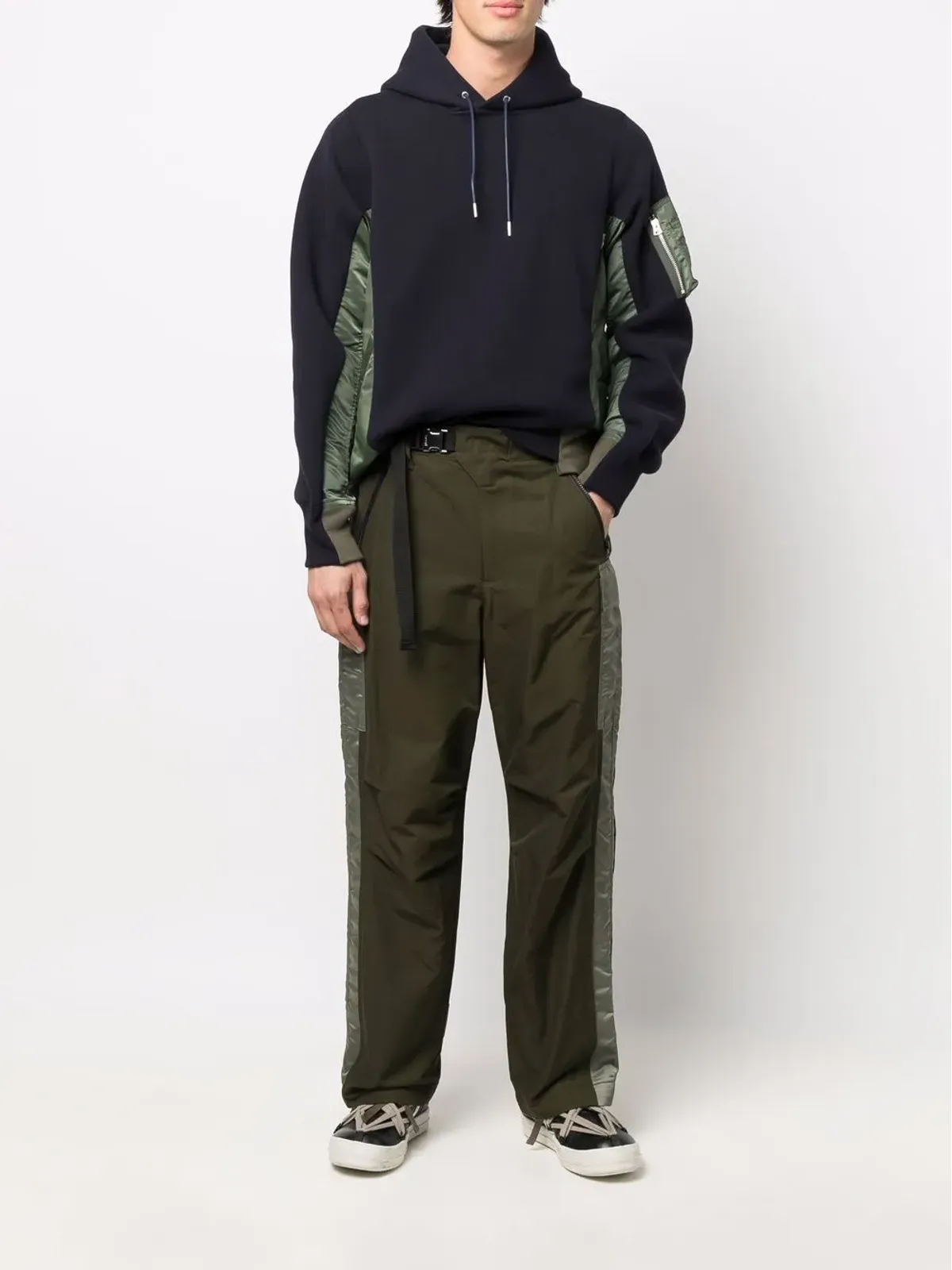 sacai ボンバー ジャケット ハイブリッド パネルド フーディ - 画像2