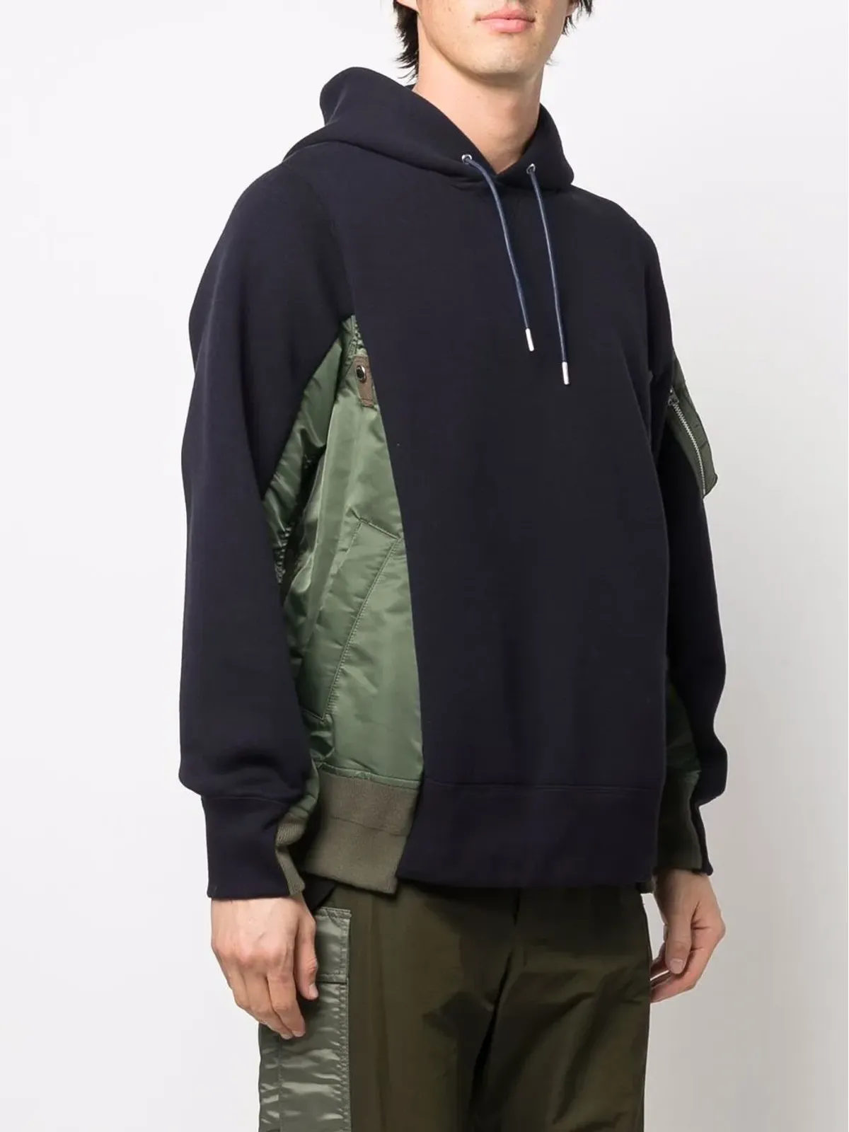 sacai ボンバー ジャケット ハイブリッド パネルド フーディ - 画像3