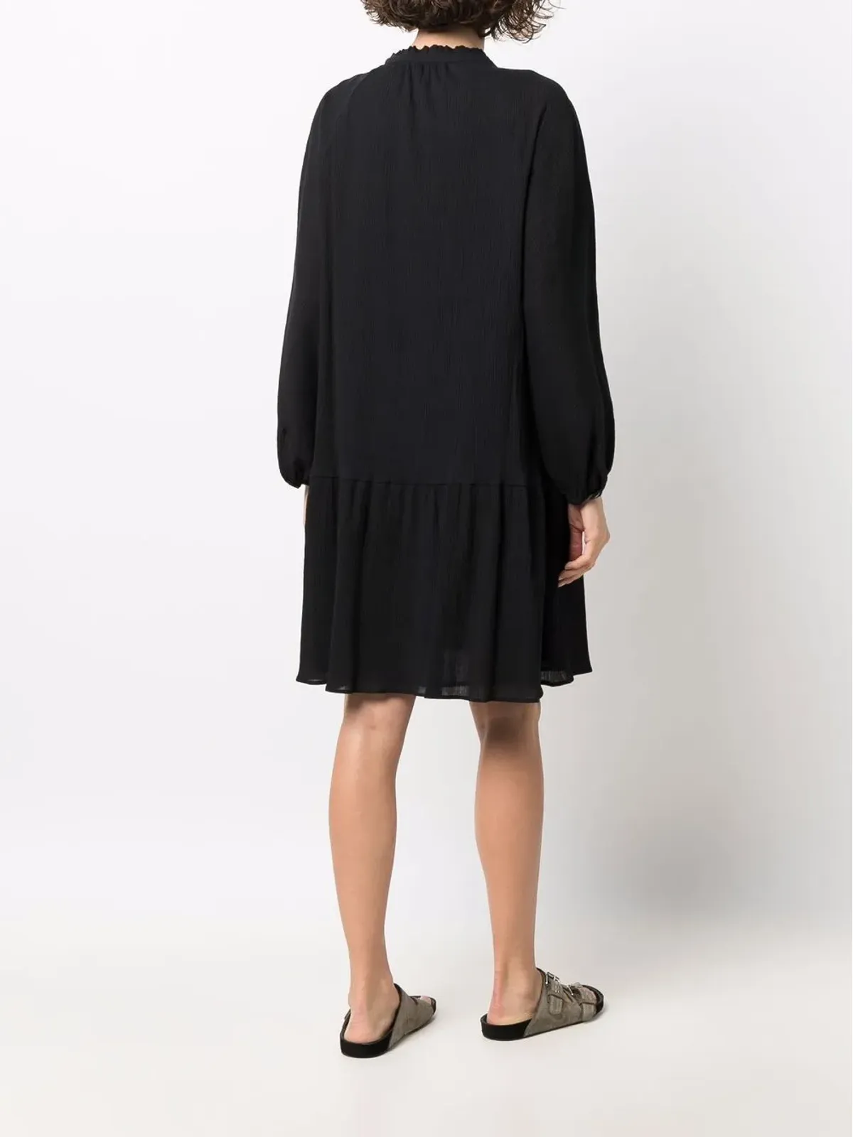 A.P.C. ギャザー入りタイネックショートドレス - ブラック - 画像4