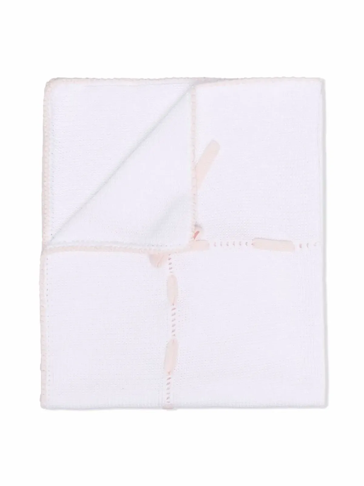 Little Bear stitch-detail knitted blanket - White - 画像2