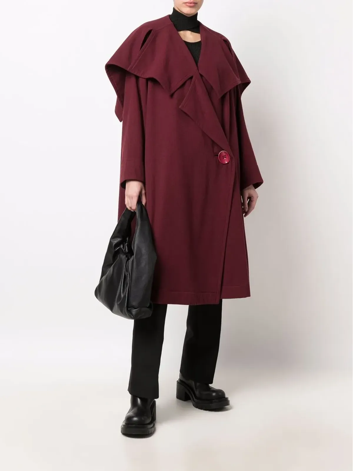 Issey Miyake Pre-Owned 1980年代オーバーサイズプリーツコート - レッド - 画像2